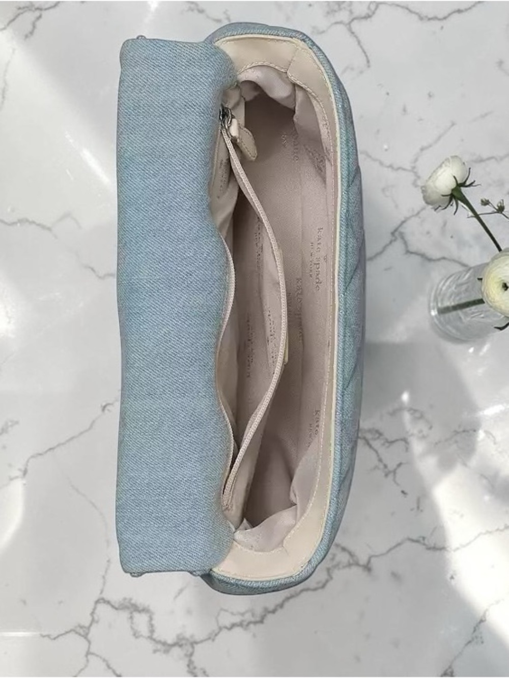 Kate Spade Light Blue Denim Carey Quilted Crossbody/Shoulder Bag NWT - Picture 4 of 16
